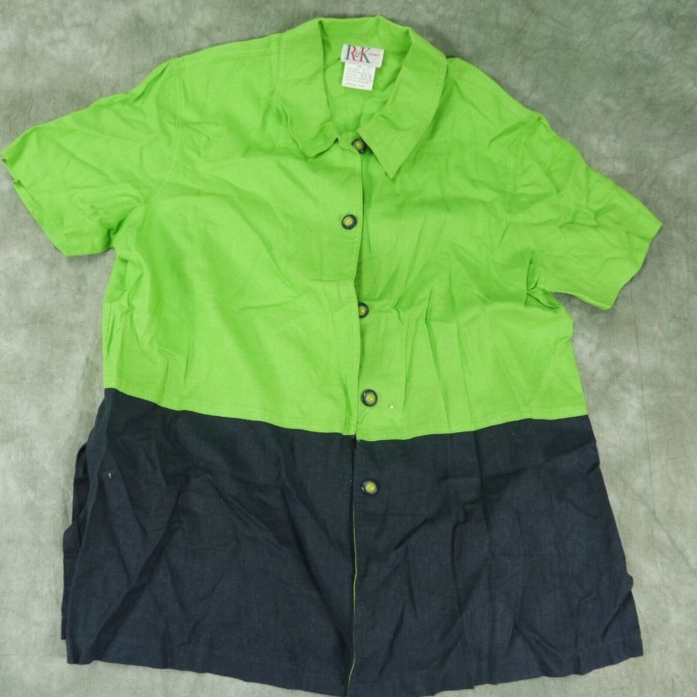 EUC R&K Originals Color Block Multicolor Short Sleeve Jacket Vintage 14  S1-8355
